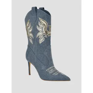 GUESS Unisex Rasima Blue Denim Booties