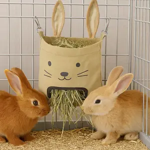 1 piece rabbit hanging hay bag cute rabbit shape feed bag dutch pig hamster feeding bag small pet supplies