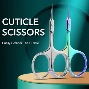 1 count Cuticle Scissors Manicure Nail Tools Stainless Curved Blade Eyebrow Eyelash Dry Skin Multi-purpose Small Scissors