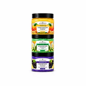 Glowing sugar scrub, soothing body, and detox body scrub