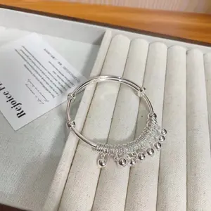 Vintage Bell Charm Adjustable Cuff Bracelet, Copper Alloy Dangle Bead Bangle, Unisex Boho Jewelry for Daily Beach Festival, Perfect Birthday Gift 1PC