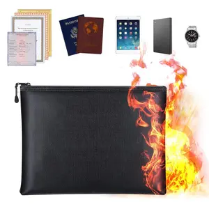 Fireproof Safe Money Document Bags - 14" x 9.8" Waterproof Zipper Bag, Fire & Water Resistant Storage Organizer Pouch for Documents Holder,File,Cash,Passport,Tablet