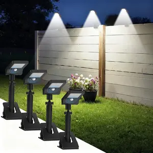 4 Pack Clip on Solar Outdoor Lights 1-Second Install, 360° Adjustable Clip on Solar Lights for Fence, 60 LEDs 600LM Motion Sensor Security Light for Fence, Yard, Deck, Camping