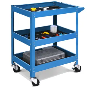 3-Tier Utility Cart,3 Shelves Rolling Carts with Brake Wheels,450lbs Load Capacity,Heavy Duty Mechanic Storage Cart Utility Cart for Garage Warehouse Workshop  with Two Brake for Office，Kitchen