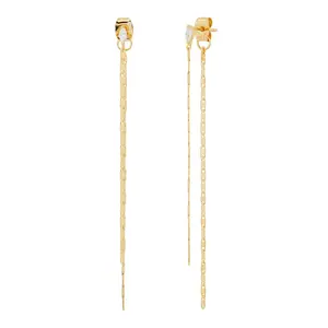 Front Back Linear Anchor Chain Duster Earrings with CZ