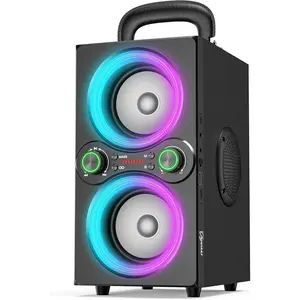 Speakers, 80W()  TWS Portable  Speaker, Beat-Driven Lights, 100dB Loud Stereo Speaker with BassUp, Speakers with Subwoofer for Outdoor, Party, Camping