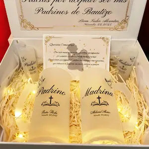 Personalized Godparents Appreciation Gift Proposal for Baptism with Two 16oz Glasses & Two 3oz Shot Glasses Perfect Baptism Gift