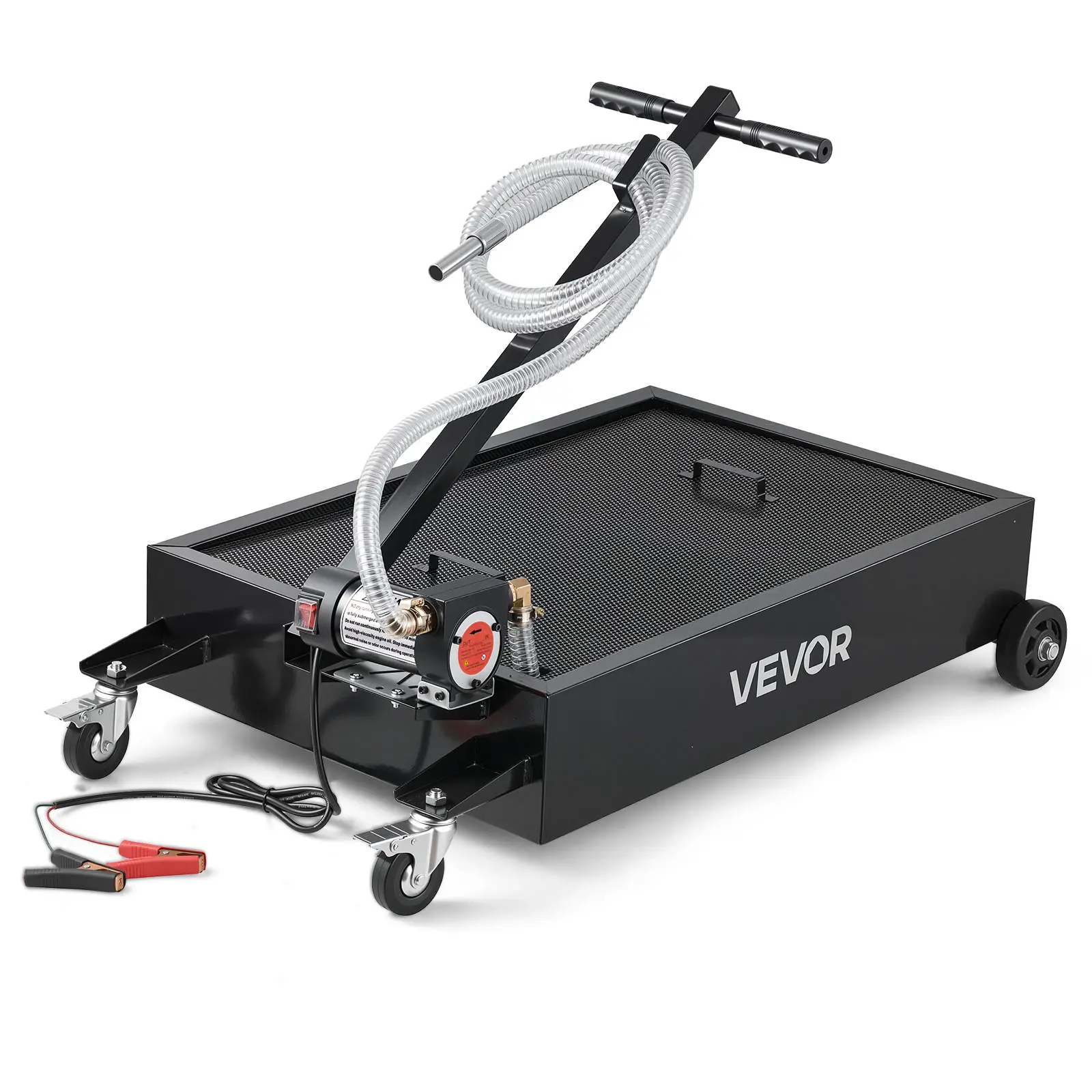 【Summerfinds】VEVOR Low Profile Oil Drain Pan,15 Gallon CapacityRolling Oil Drain Pan with Electric Pump & 7.2 ft HoseLeak-proof & Corrosion-resistantFit for CarsSUVsTrucksMotorcyclesATVsMetal