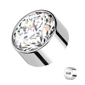 Bezel Clear CZ Internally Threaded Top