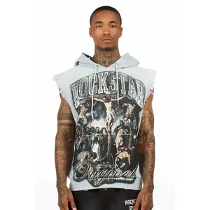 Waller Heather Grey Cut Sleeve Hoodie