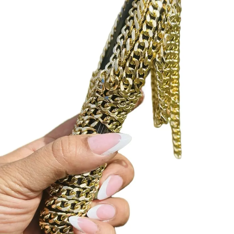 Studio L Flashy Fan FULL Cuban Link Accessory, Gold Finish, Rechargeable Design, Stylish and Versatile Accessory for Any Occasion