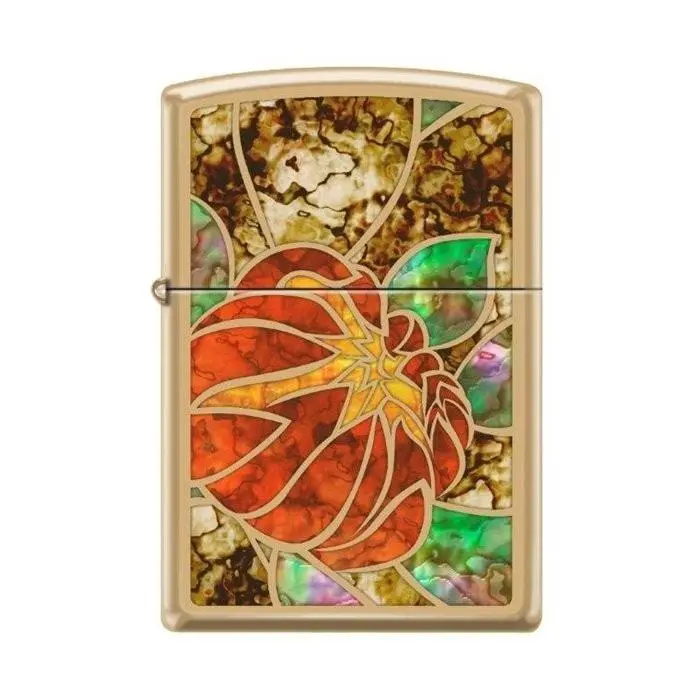 Zippo Lighter - Lotus Stained Glass Fusion with Intricate Details and Premium Performance Fluid for Optimal Results
