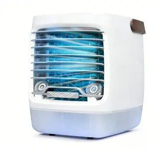 500ML Air Cooler Fan- Evaporative Cooling Misting Fan with 3 Speeds & Turbo wind speed, 2 Adjustable Mist Levels, Colorful Lighting, with Hydro-Chill Technology For Bedroom, Office, Living Room Desk & More, Rechargeable Mist Fan