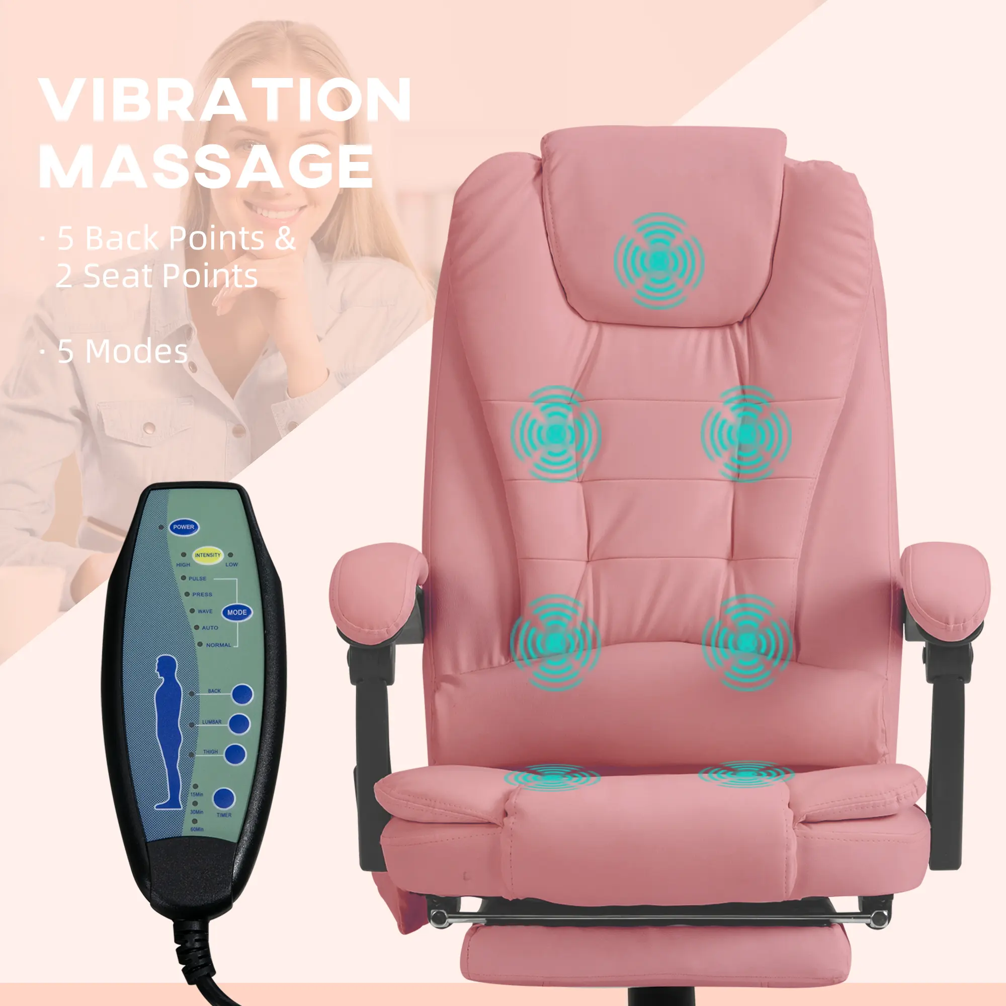 #Summervibes Vinsetto 7-Point Vibrating Massage Office Chair, High Back Computer Chair with Lumbar Support, Footrest, Reclining Back, Adjustable Height