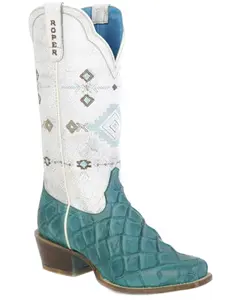 Women's Embossed Pirarucu Western Boot Square Toe - 09-021-8920-8744 Bu