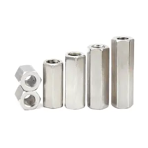 M6 M8 M10 304 Stainless Steel DIN6334 Hexagon Hex Extend Long Rod Coupling Nut Connector Joint Tubular Nut