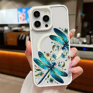 A Premium Ring Case Featuring Stained-Glass Dragonflies In Bloom, Designed For Wireless Charging And Shockproof Protection, Suitable For Various For Iphone Models, An Elegant Gift Option, Model SHLP0705Suitable For IPhone 17 AirSuitable For IPhon
