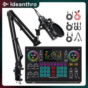Ideanthro C200 PRO-P15 sound card features a dual-core DSP chip, supports dual microphones and dual headphones, has adjustable tone and multiple voice changer settings, and is compatible with most live streaming platforms