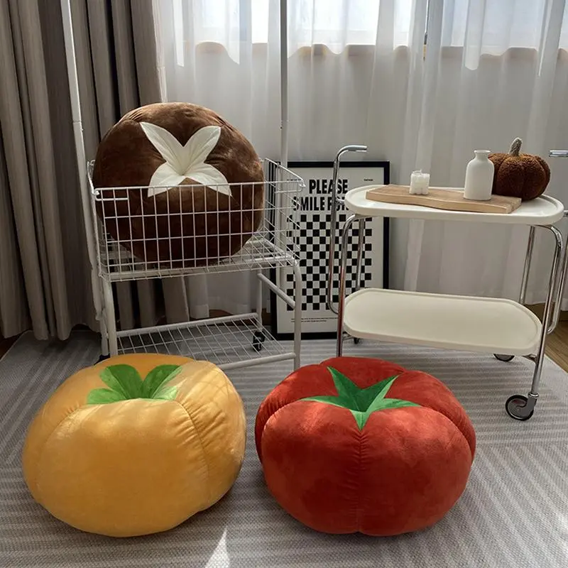 Thickened Round Bay Window Tatami Floor Cushion, Mushroom and Tomato Vegetable Persimmon Futon Pillow, Gift Cushion for Home Decor (Classic Novelty Toy)