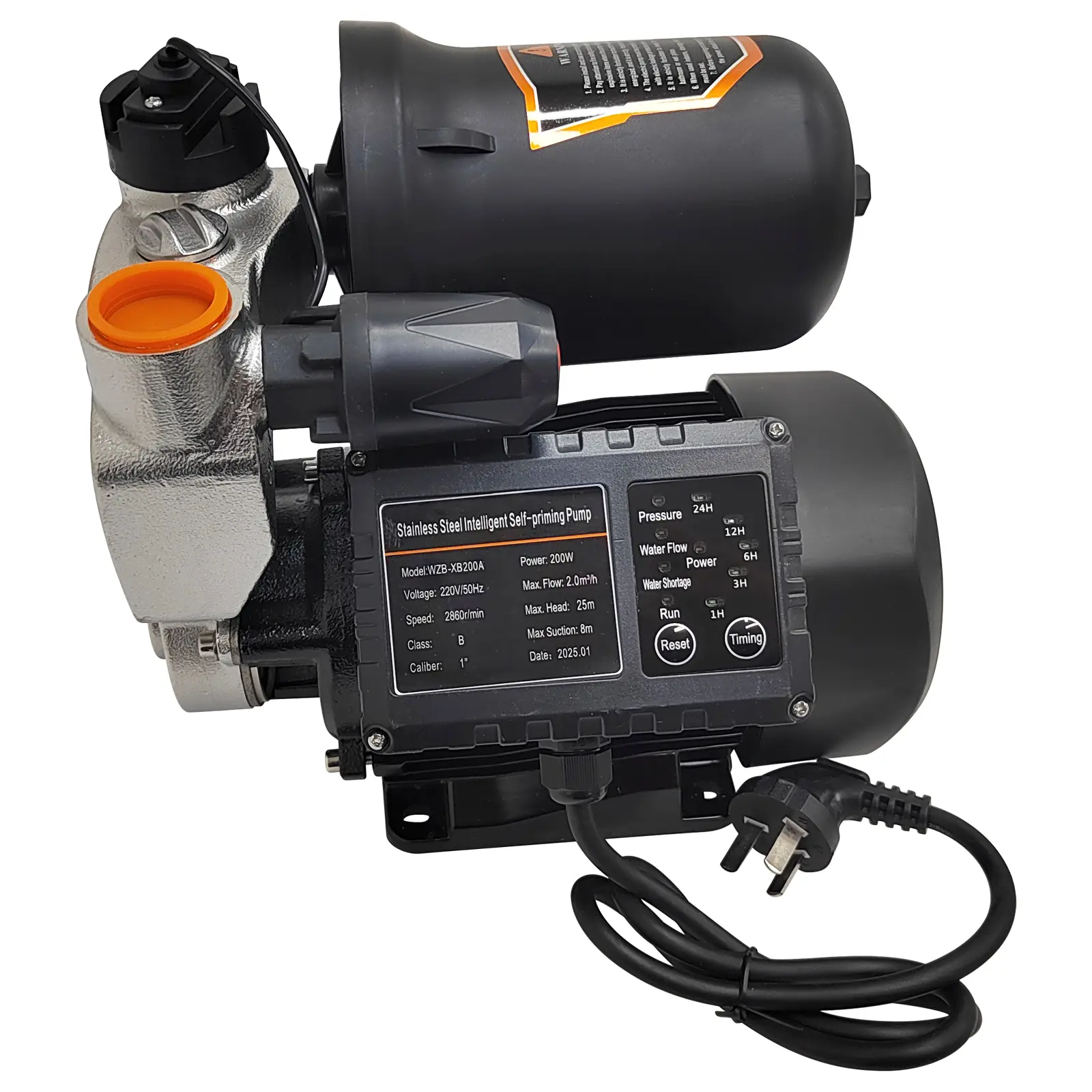 Yokoma 220V Self Priming Water Pressure Booster Pump. Auto Priming, Boosts Water Pressure for Home and Pipeline Use.