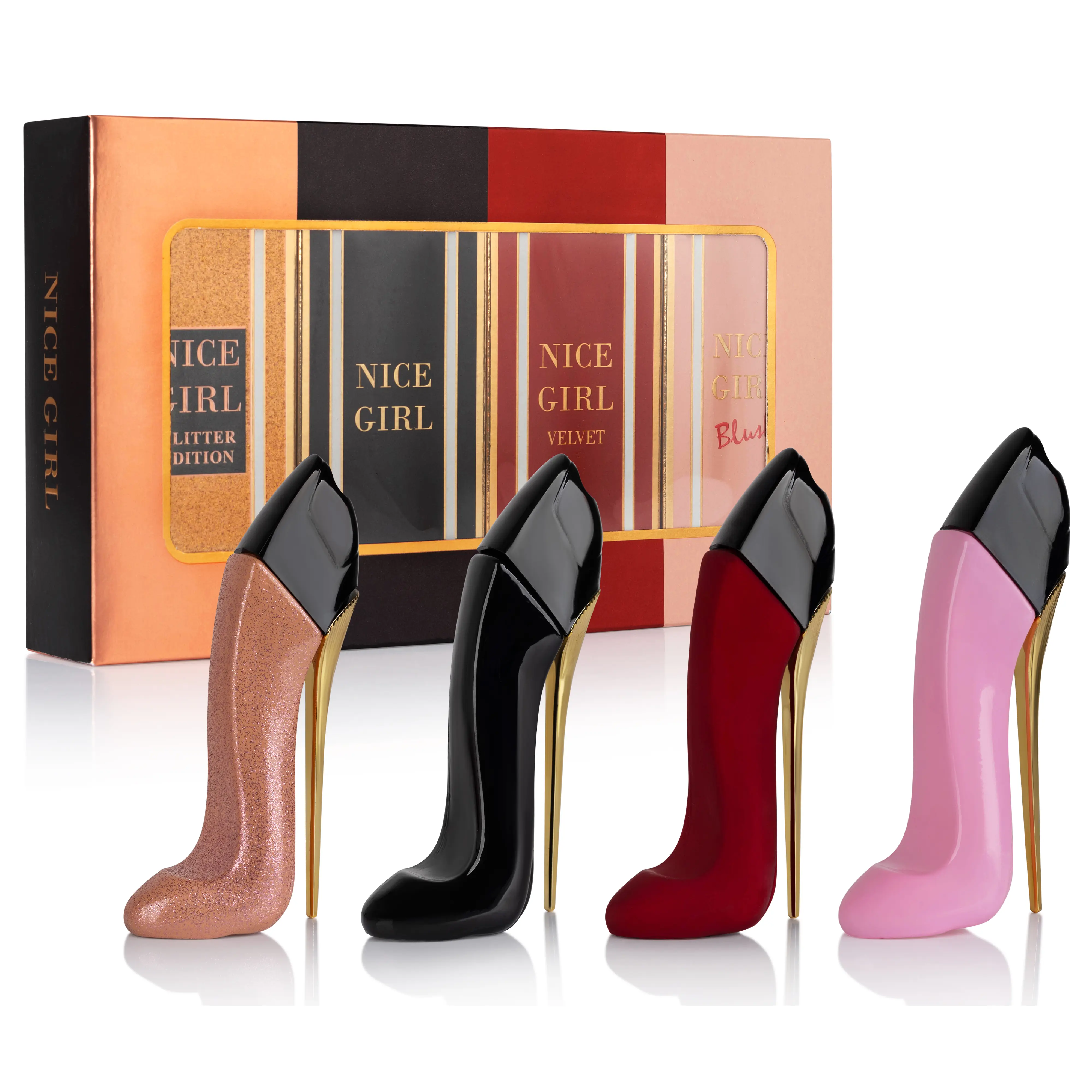Urban Collection Women's Nice Girl 4-PC Mini Perfume Gift Set - 4x30ml Eau De Parfum (Almond, Vanilla, Rose, Amber) - TSA-Friendly Travel Size, Perfumes for Women, Fragrances, Mini Gifts for Teen Girls Daily Use