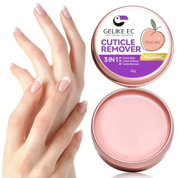 gelike Cuticle Cream for Damaged Cuticle: Nail Cuticle Remover for Women | Organic Moisturizer Nail Care Balm for Rough Hands Cracked Rigid Foot - Professional Nail Repair for Salon Home - Peach Scent