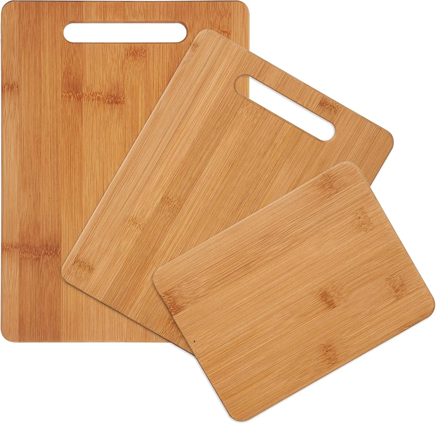 [New Deal] 3-Piece Bamboo Chopping Board Set - Reversible, Assorted Sizes, for Meal Prep & Serving, Bamboo Material Wooden Chopping Block