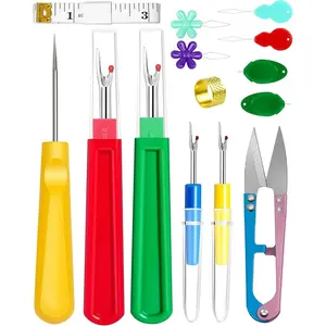 Seam Rippers for Sewing – 2 Big and 2 Small Stitch Remover Tools, Thread Ripper, Embroidery Removal Tool, with Needle Threaders, Thimbles, Tape Measure, Tailors Awl and Thread Snips