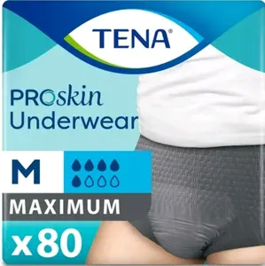 TENA Proskin Incontinence Underwear for Men Maximum M 80 Ct - Men's Panties, Maximum Size - Menswear Bamboo