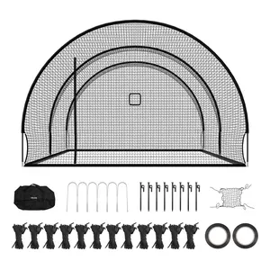 VEVOR Baseball Batting Cage, 22.2 x 12.1 x 7.9 FT Freestanding Portable Batting Cage, Hitting Cages with 4-Ply Knotless Polyester & Pitching Machine Opening, Battings Cages Netting for Indoor Outdoor Training Equipment