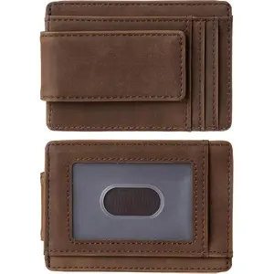 Minimalist Wallet for Men with Magnetic Money Clip Leather Wallet, Credit Card Holder RFID Blocking