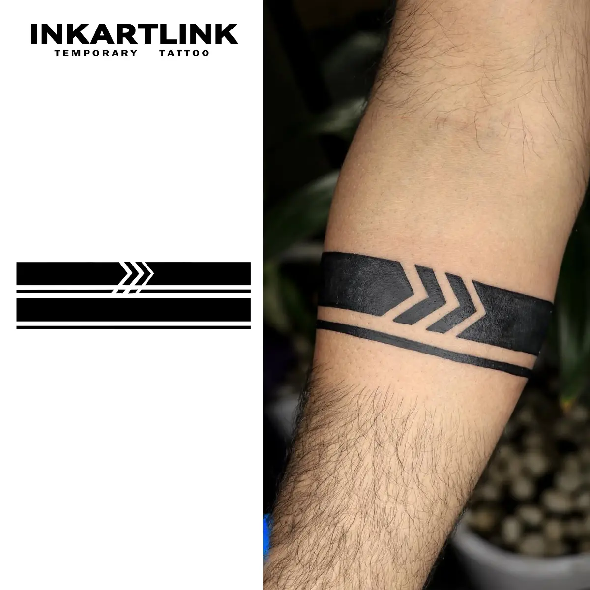 INKARTLINK 2-Piece Magic Tattoo Art Index Arm Temporary Tattoos, Waterproof Semi-Permanent Long-Lasting Realistic Stickers, Simple Design for Parties, Suitable for All Skin Types, Single Item