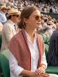 Striped Triangle Shawl for Women, French Retro Knitted Shoulder Wrap, Lightweight Soft Scarf, Preppy Aesthetic Bandana, Versatile Cape Accessory