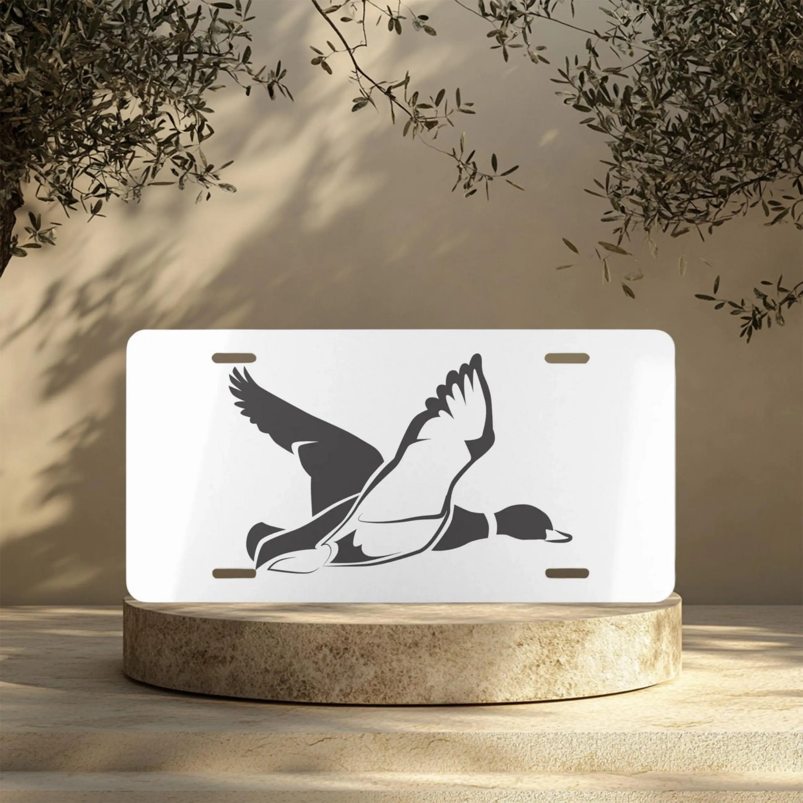 12"x6" Standard Size Solid Aluminum Vanity Plate - Pre-Drilled Holes, Easy Mounting, Universal Fit for Cars & Trucks, Wildlife Theme Wall Decoration, Waterfowl Hunting Gift for Outdoorsmen