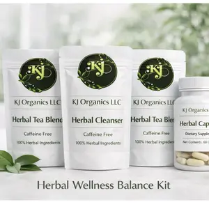 KJorganicsllc Herbal Wellness Balance Kit 4| Plant-Based Tea & Capsules