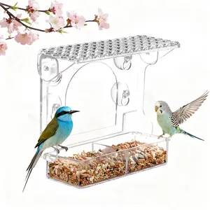 Transparent Bird Feeder House Shape, Window Bird Feeder, Immersive View of Birds Eating, Fun and Unique Design, Perfect for Home Decoration.