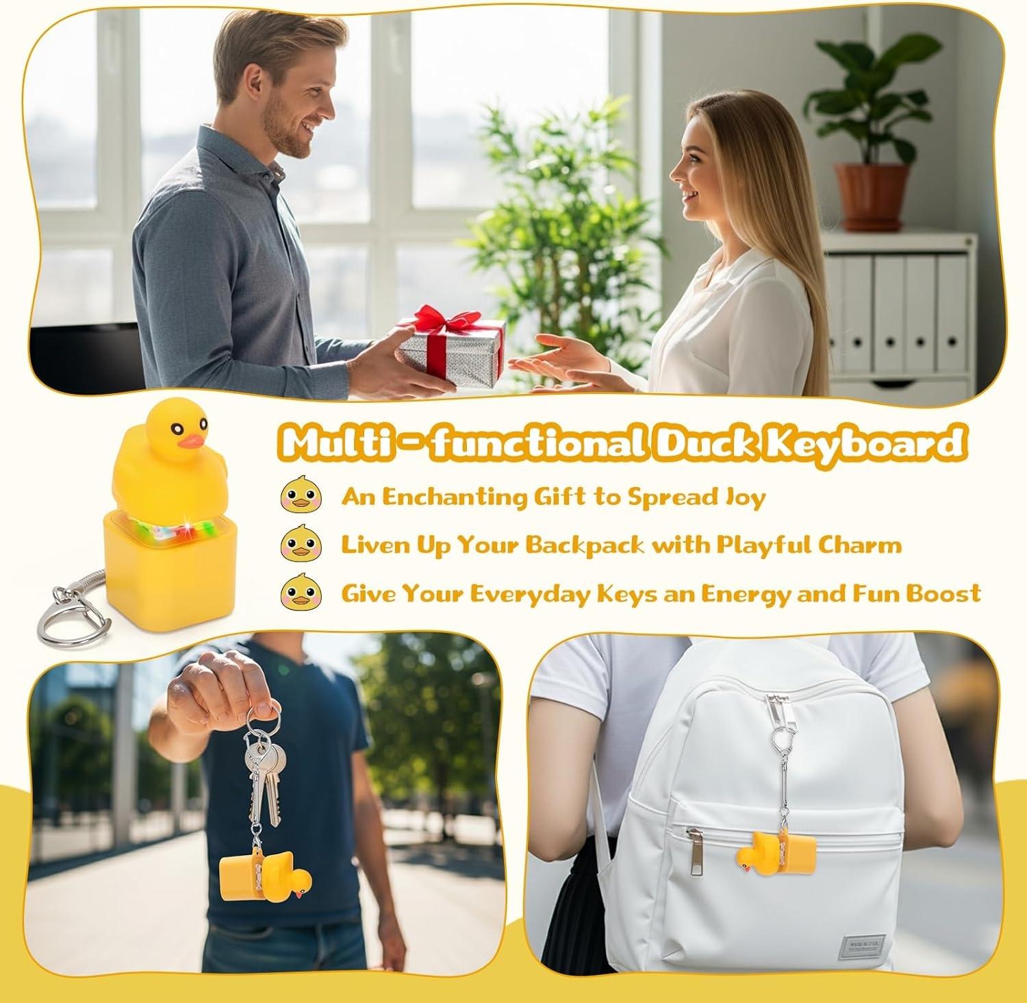 Funny Glowing Lizard & Frog & Duck Croaking Keyboard Fidget Toy - Interative Syress Relief Button Gadget with Realistic Sound Effect, Keychain for Adults & Teens, Perfect for Gifts, Parties & Everyday Carry