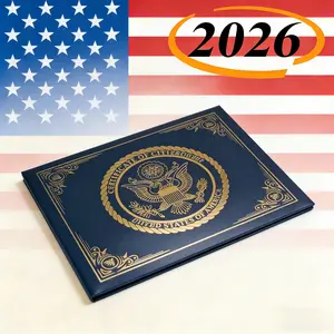 US Citizenship and Naturalization Certificate Holder Gold American Eagle Logo Certificate of Citizenship Padded with Cover for Professional Presentation