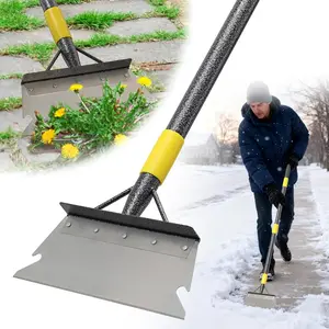 Long Handle Floor Scraper - Snow and Ice Removal Tool, Multifunctional Cleaning Flat Shovel, Heavy Duty Weed Scraper with Metal Suitable for Lawn Edges, Sidewalk Weeding, Driveway Steps Snow Shovel 60inch