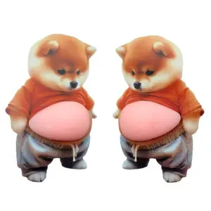3D Shiba Inu Dog Belly Sticker Super Soft Silicone Anti-Collision Protector Cute Cartoon Chubby Puppy Squeeze Sticker for Phone Car Home Wall Door Decor & Gift Big Bellied Shiba Inu Stress Relief Toy