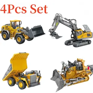 【Quick delivey】 4PCs Set Remote control engineering vehicle set, 2.4G high-tech 11-channel remote control excavator dump truck bulldozer alloy plastic engineering vehicle remote control construction toy car set-lingkun