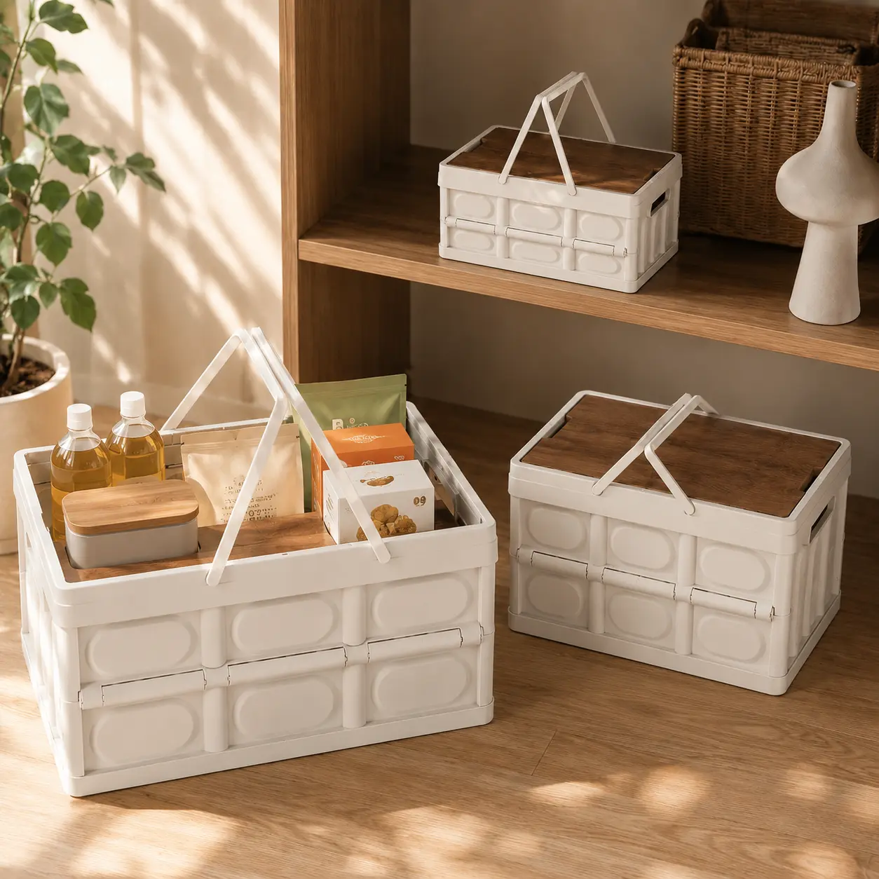 MeToMe Collapsible Storage Bins with Lids, 15/30/50L, Folding Plastic Stackable Utility Crates with Handles, Large Heavy Duty Containers for Clothes, Toys, Books, Snack, Shoes, and Grocery Organizing Box Boxes large-capacity