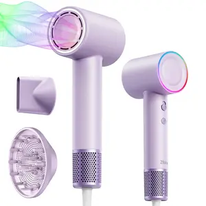 Zibtes High-Speed Hair Dryer, 160,000 RPM Brushless Motor for Ultra-Fast Drying, 500M Ionic Negative for Frizz Reduce, Low Noise Thermo-Control Blow Dryer with Diffuser for Curly Hair Women and Men,White