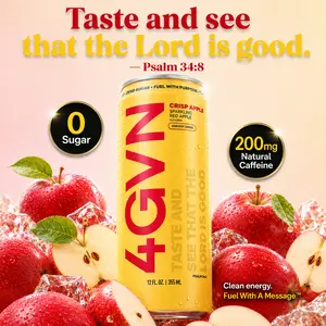 Crisp Apple Natural Fruit-Flavored Fizzy Soda Beverage - 4GVN Energy Drink, 0 Sugar, 200mg Caffeine Taffy Vitamin