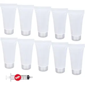 10 count Empty Tubes for Cream Refillable Travel Tubes 5ml Empty Tubes for Facial Cleanser Hand Cream Lotion Clear Plastic Squeeze Sample Bottles Empty Lip Gloss Tubes (5ML)