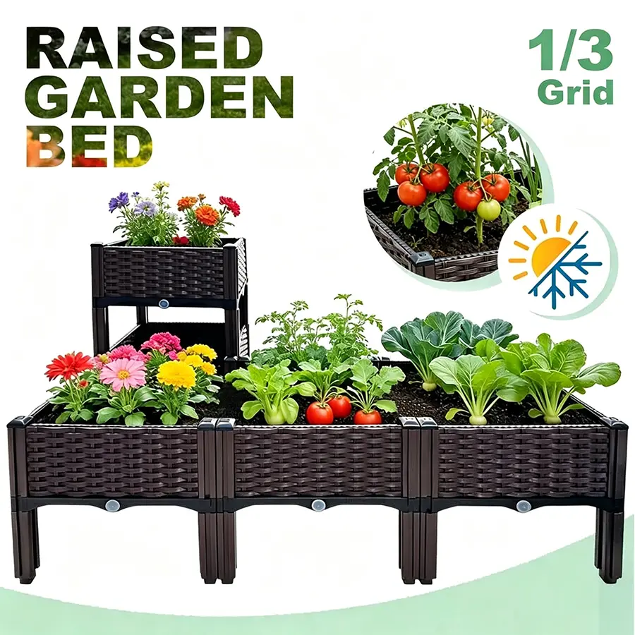 1pcs/3pcs Elevated Raised Garden Bed, Durable Outdoor Planter Box with Protective Cover, Easy Vegetable Growing for Backyard Gardeners & Home Gardening