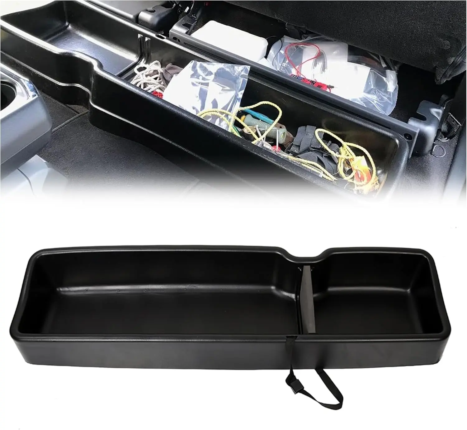 Under Seat Storage Box Compatible with 2015-2024 Ford F150 SuperCrew Cab 2017-2024 F250 F350 F450 Crewcab Without Storage Box Rear Under Seat Cargo Organizer Trunk Organizer Car Storage Bag