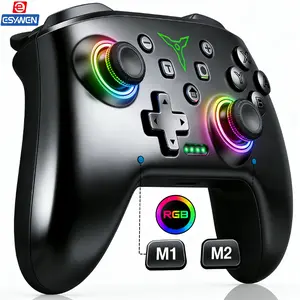 ESYWEN Wireless Switch Controller for Switch/Lite/OLED & Wired PC Programmable TURBO Wakeup 9 Color Breathing LEDs 1000mAh Battery USB-C Charging