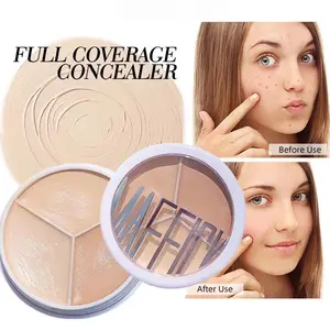 Three Color Concealer Palette, Foundation & Contouring, Waterproof Long-Lasting, Natural Look, Portable, Professional Coverage, Concealer Makeup