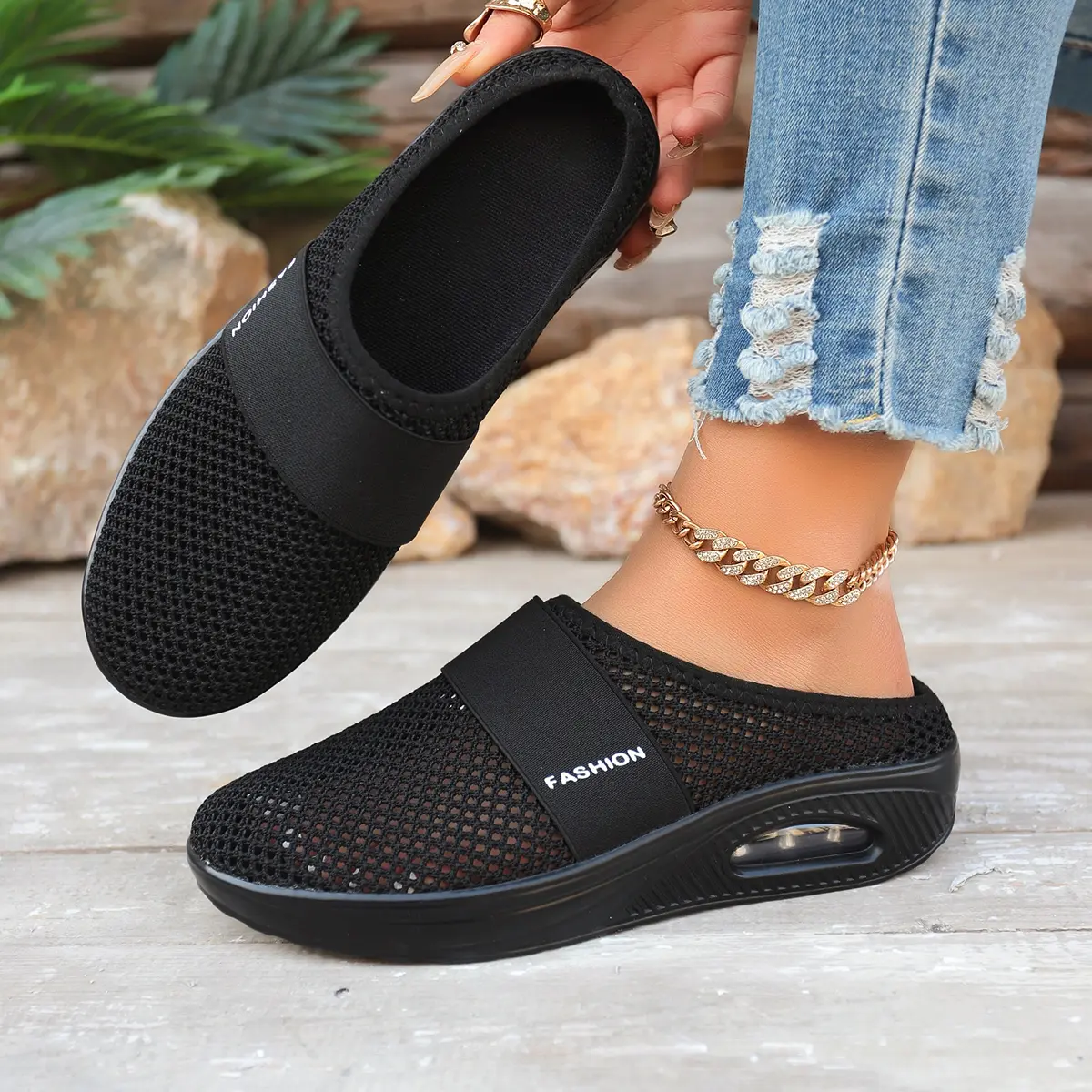 CushHide Women's Casual Walking Shoes, Fabric Slip-On Sneakers with Air Cushion, Lightweight Breathable Athletic Shoes for Casual & Outdoor Footwear Girl
